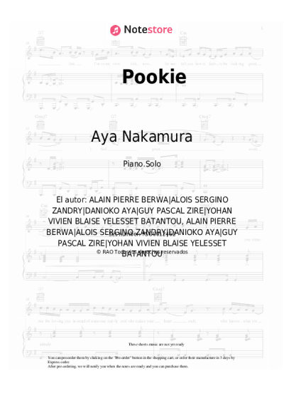 Notas, acordes Aya Nakamura - Pookie