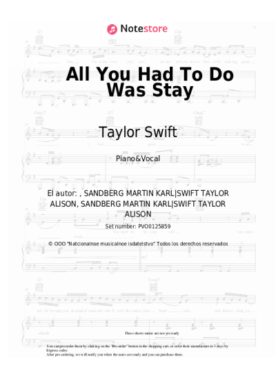 undefined Taylor Swift - All You Had To Do Was Stay