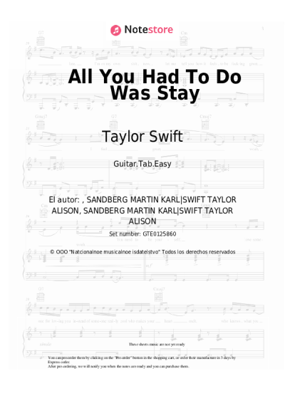 undefined Taylor Swift - All You Had To Do Was Stay