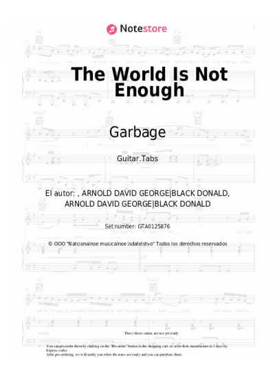 Notas, acordes Garbage - The World Is Not Enough