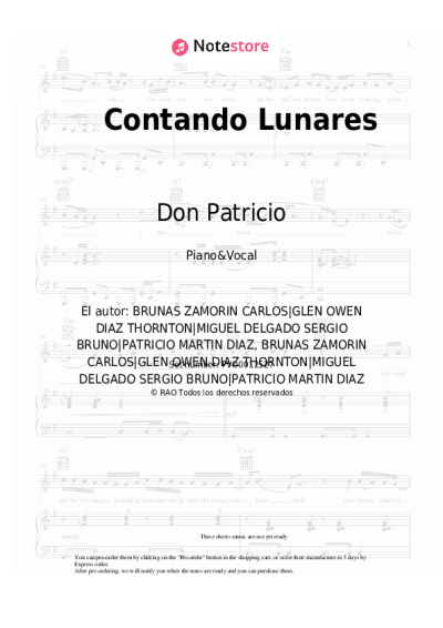 Notas, acordes Don Patricio, Cruz Cafune - Contando Lunares