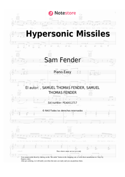 Notas, acordes Sam Fender - Hypersonic Missiles
