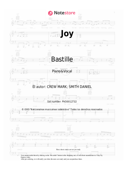 Notas, acordes Bastille - Joy