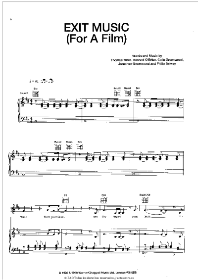 Notas, acordes Radiohead - Exit Music (For A Film)