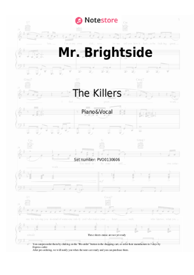 Notas, acordes The Killers - Mr. Brightside