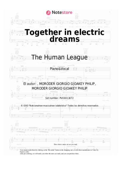 Notas, acordes The Human League - Together in electric dreams