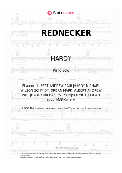 Notas, acordes HARDY - REDNECKER