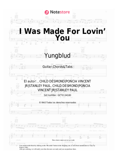 Notas, acordes Yungblud - I Was Made For Lovin’ You