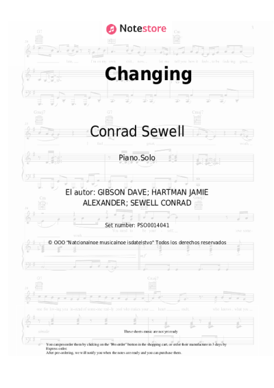 Notas, acordes Conrad Sewell - Changing