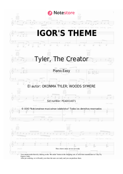 Notas, acordes Tyler, The Creator - IGOR'S THEME