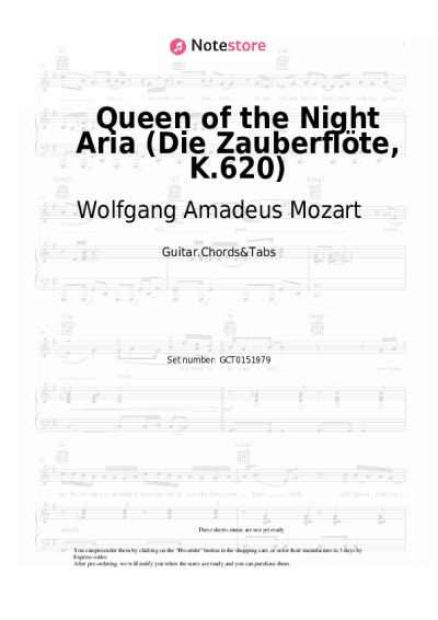 Notas, acordes Wolfgang Amadeus Mozart - Queen of the Night Aria (Die Zauberflöte, K.620)