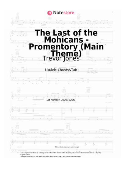 Notas, acordes Trevor Jones - The Last of the Mohicans - Promentory (Main Theme)