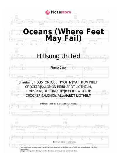Notas, acordes Hillsong United - Oceans (Where Feet May Fail)