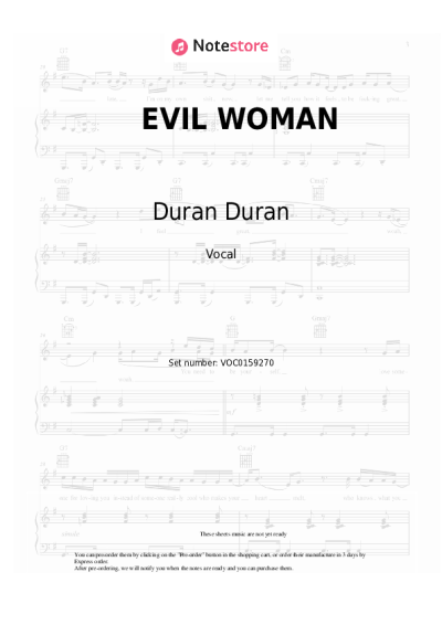 Notas, acordes Duran Duran - EVIL WOMAN