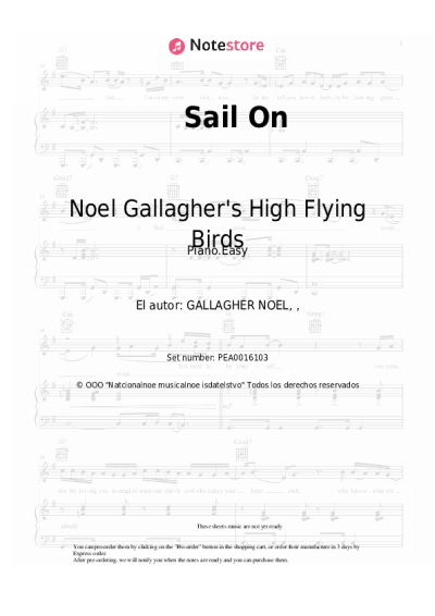 Notas, acordes Noel Gallagher's High Flying Birds - Sail On