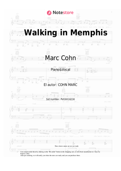 Notas, acordes Marc Cohn - Walking in Memphis