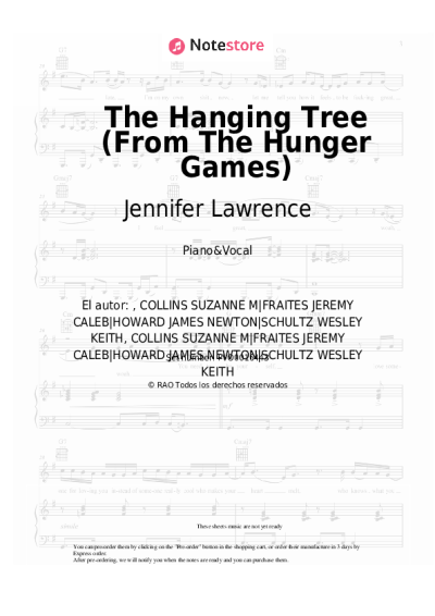 Notas, acordes Jennifer Lawrence, James Newton Howard - The Hanging Tree (From The Hunger Games)