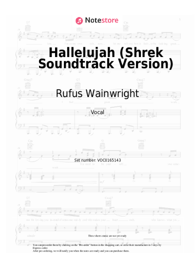 Notas, acordes Rufus Wainwright - Hallelujah (Shrek Soundtrack Version)