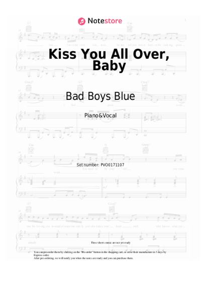 Notas, acordes Bad Boys Blue - Kiss You All Over, Baby