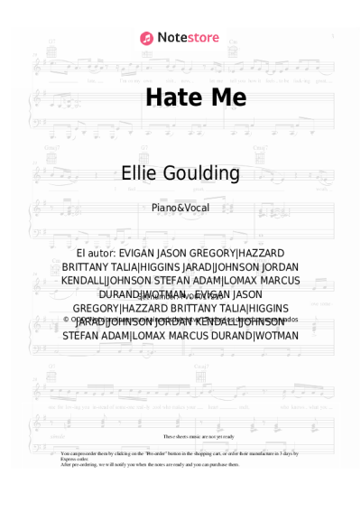 Notas, acordes Ellie Goulding, Juice WRLD - Hate Me