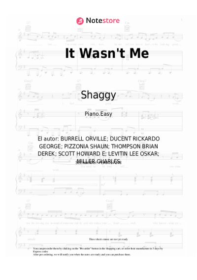 Notas, acordes Shaggy - It Wasn't Me