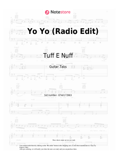Notas, acordes Tuff E Nuff - Yo Yo (Radio Edit)