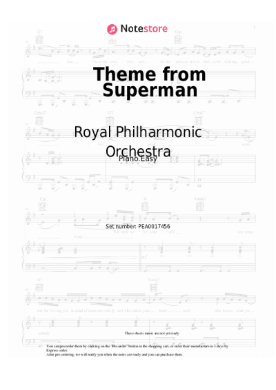 Notas, acordes Royal Philharmonic Orchestra, John Williams - Theme from Superman