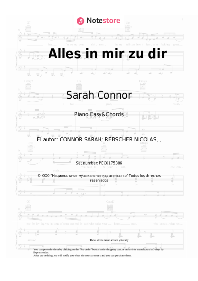 Notas, acordes Sarah Connor - Alles in mir will zu Dir