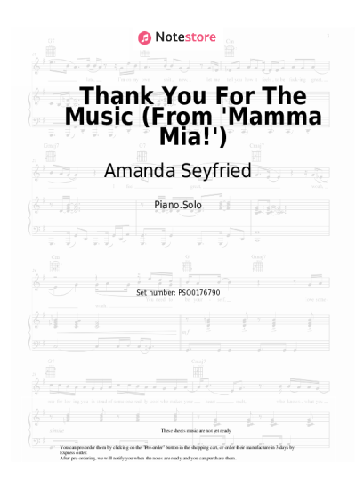 Notas, acordes Amanda Seyfried - Thank You For The Music  (From 'Mamma Mia!')