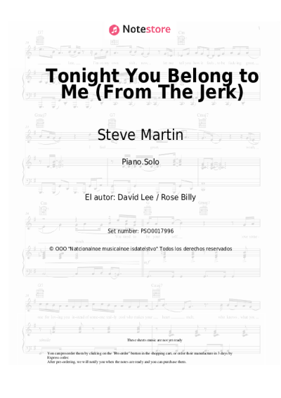 Notas, acordes Steve Martin - Tonight You Belong to Me (From The Jerk)