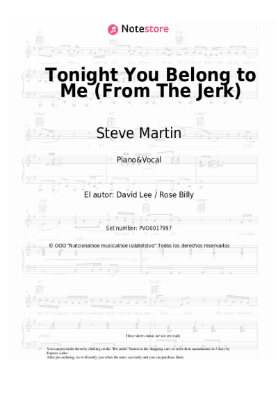 Notas, acordes Steve Martin - Tonight You Belong to Me (From The Jerk)
