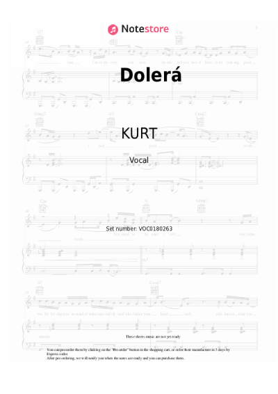 Notas, acordes KURT - Dolerá