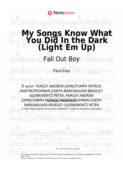 Notas, acordes Fall Out Boy - My Songs Know What You Did In the Dark (Light Em Up)