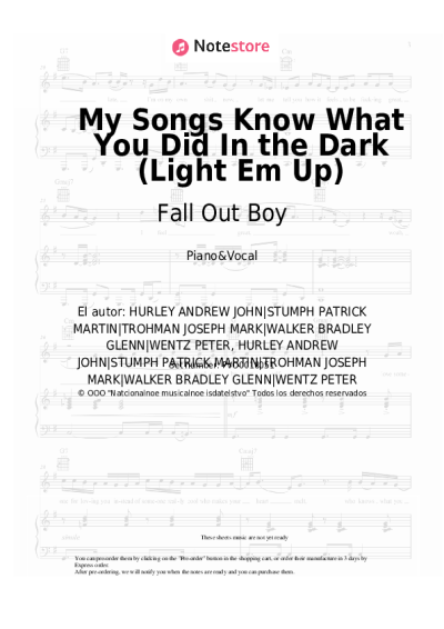 Notas, acordes Fall Out Boy - My Songs Know What You Did In the Dark (Light Em Up)