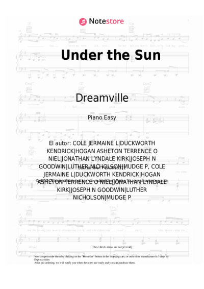 Notas, acordes Dreamville, J. Cole, DaBaby, Lute - Under the Sun
