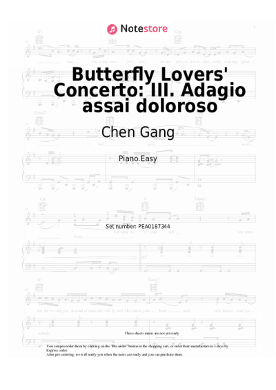 Notas, acordes Chen Gang, He Zhanhao - Butterfly Lovers' Concerto: III. Adagio assai doloroso