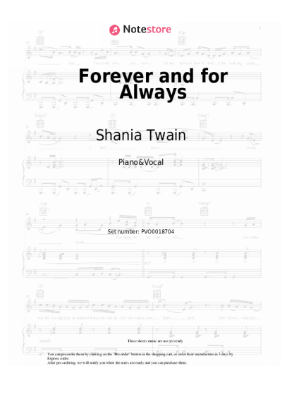 Notas, acordes Shania Twain - Forever and for Always