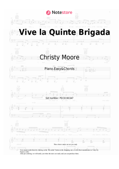 Notas, acordes Christy Moore - Vive la Quinte Brigada
