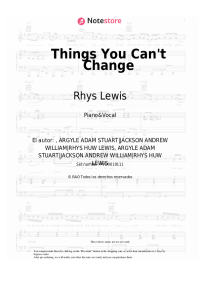Notas, acordes Rhys Lewis - Things You Can't Change