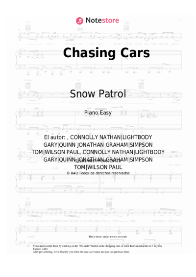 Notas, acordes Snow Patrol - Chasing Cars