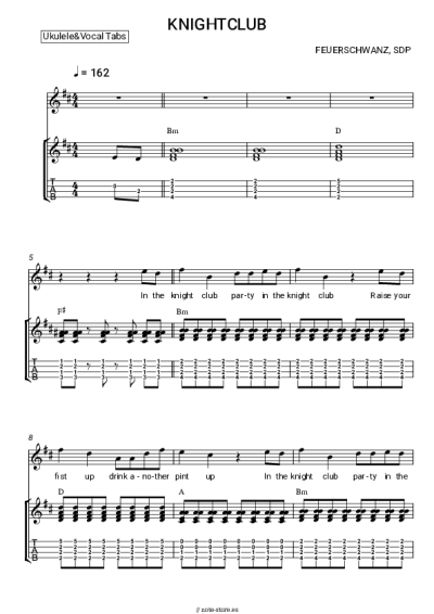 Notas, acordes Feuerschwanz, SDP - Knightclub