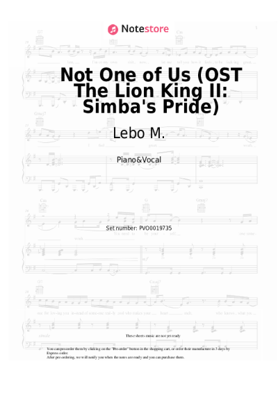 Notas, acordes Lebo M. - Not One of Us (OST The Lion King II: Simba's Pride)