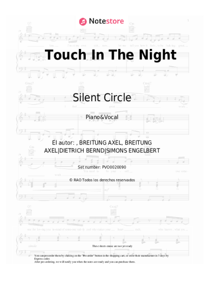 Notas, acordes Silent Circle - Touch In The Night