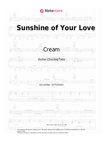 Notas, acordes Cream - Sunshine of Your Love