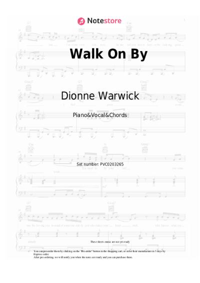 Notas, acordes Dionne Warwick - Walk On By