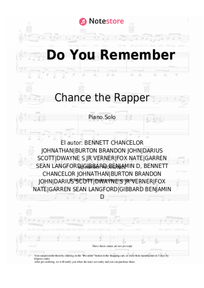 Notas, acordes Chance the Rapper, Benjamin Gibbard - Do You Remember