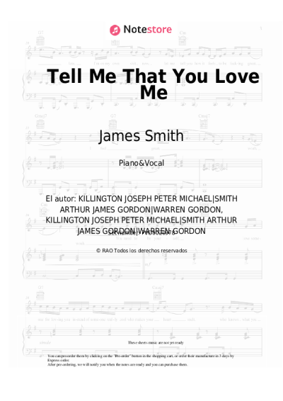 Notas, acordes James Smith - Tell Me That You Love Me