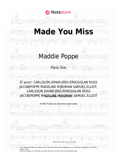 Notas, acordes Maddie Poppe - Made You Miss