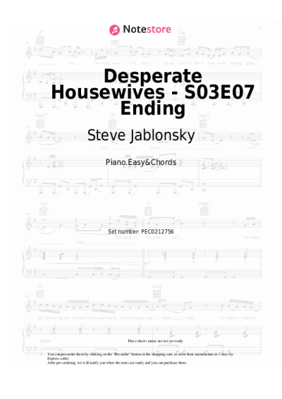 Notas, acordes Steve Jablonsky - Desperate Housewives - S03E07 Ending