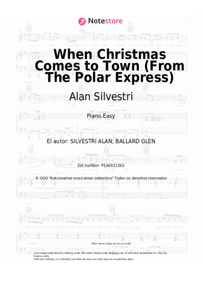 Notas, acordes Alan Silvestri - When Christmas Comes to Town (From The Polar Express)
